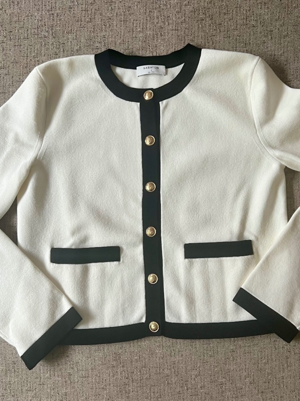 Babaton by Aritzia Cardigan in Light Birch/Black Sz S